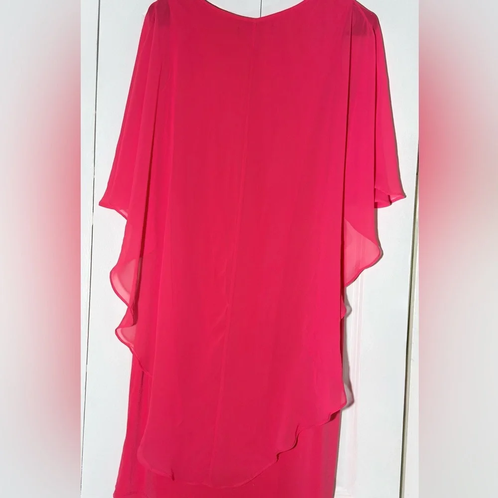 Glamour Nights Pink Popover Cape Sheath Dress Size 6 Chiffon Overlay - Picture 10 of 10